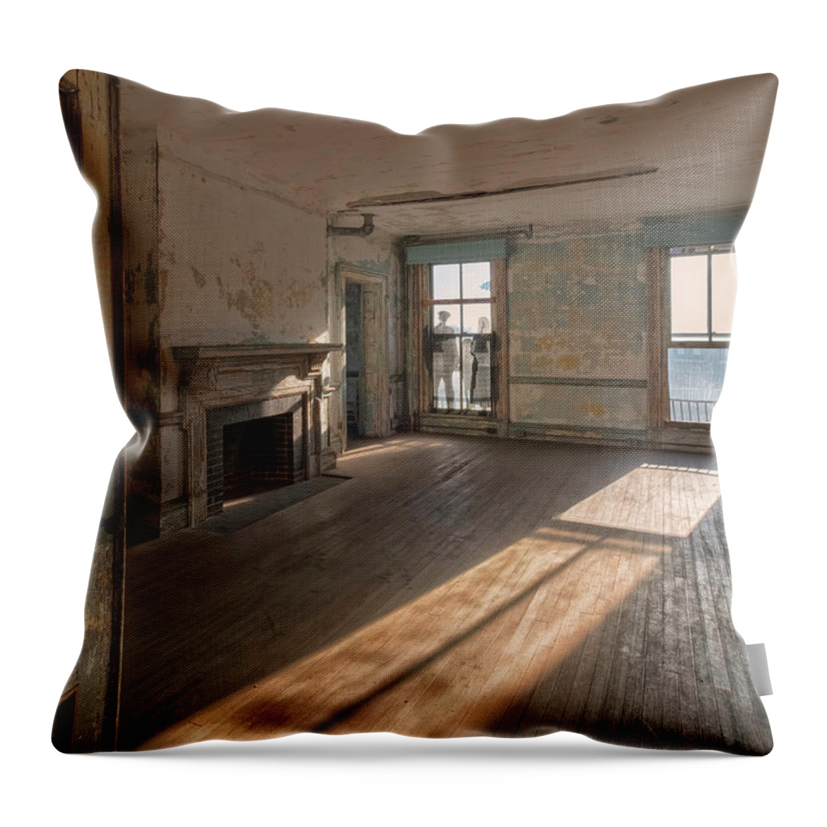 Jersey City New Jersey Throw Pillow featuring the photograph Ellis Island Staff House by Tom Singleton