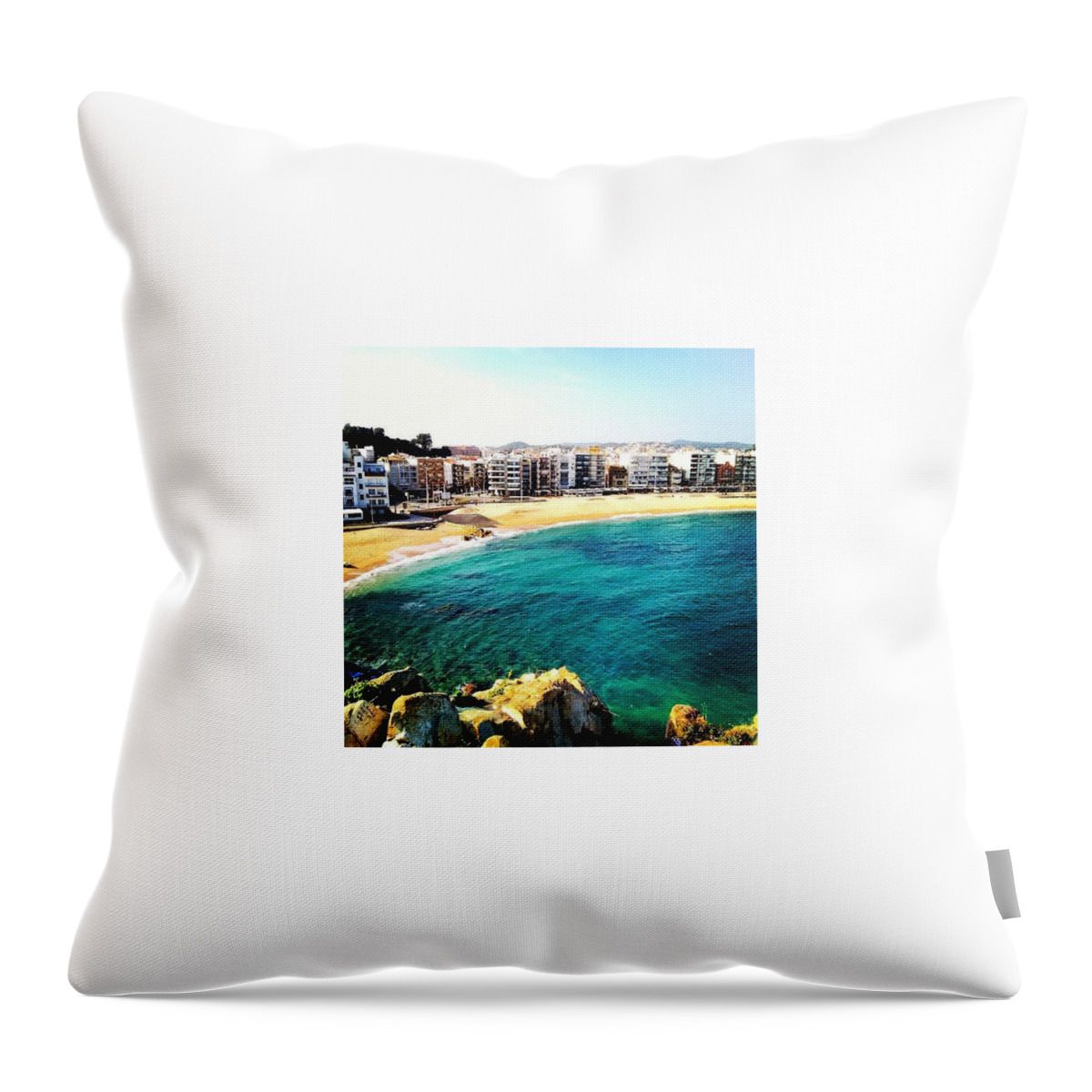 Blanes Throw Pillow featuring the photograph The sea of Blanes by Cdv Gerard