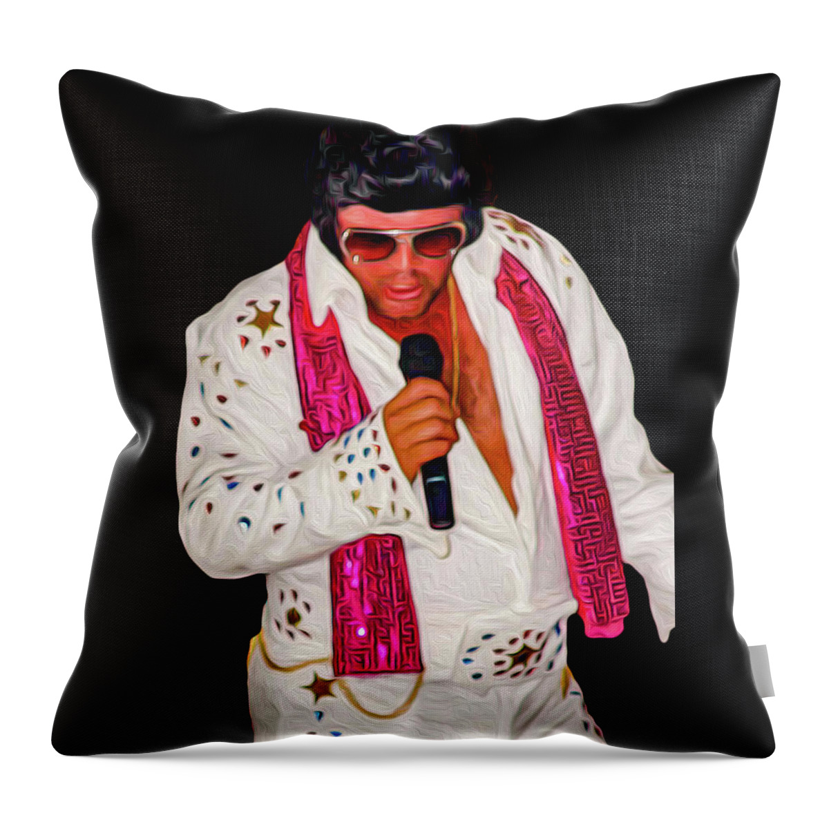 Elvis Throw Pillow featuring the photograph Elvis Impersonator by Erich Grant