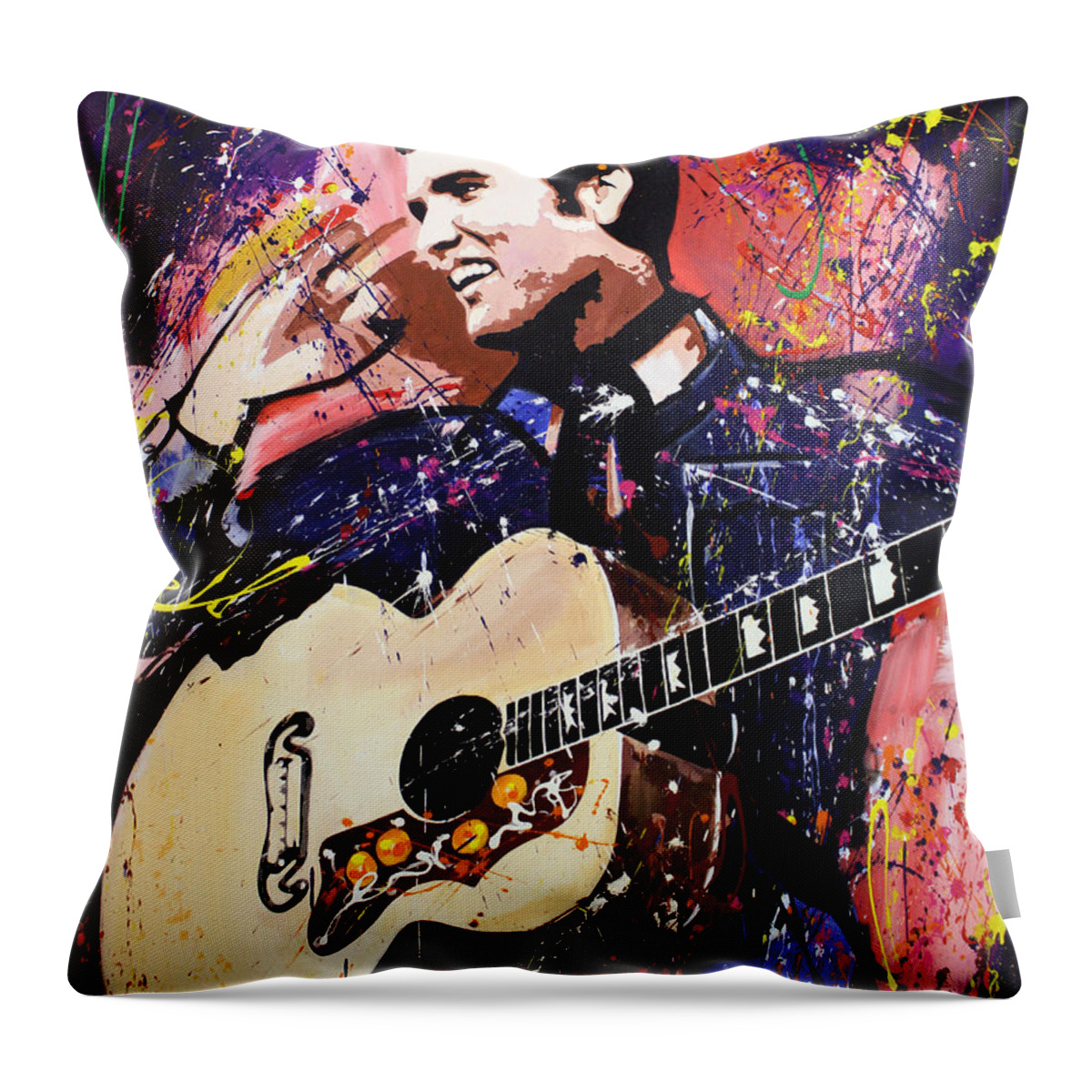 Elvis Throw Pillow featuring the painting Elvis Presley by Richard Day