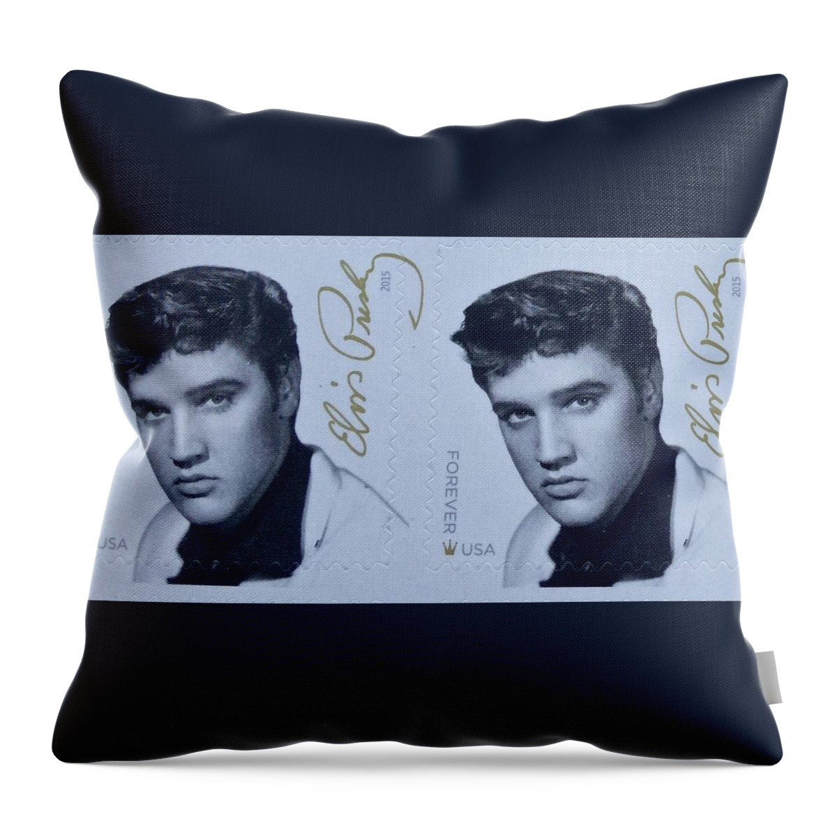 Entertainer Throw Pillow featuring the photograph Elvis Stamps by Caroline Stella