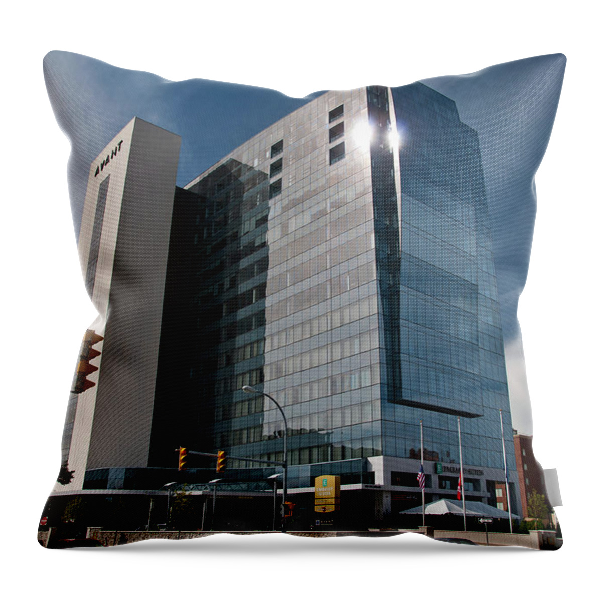Architecture Throw Pillow featuring the photograph Embassy Suites 2916 by Guy Whiteley