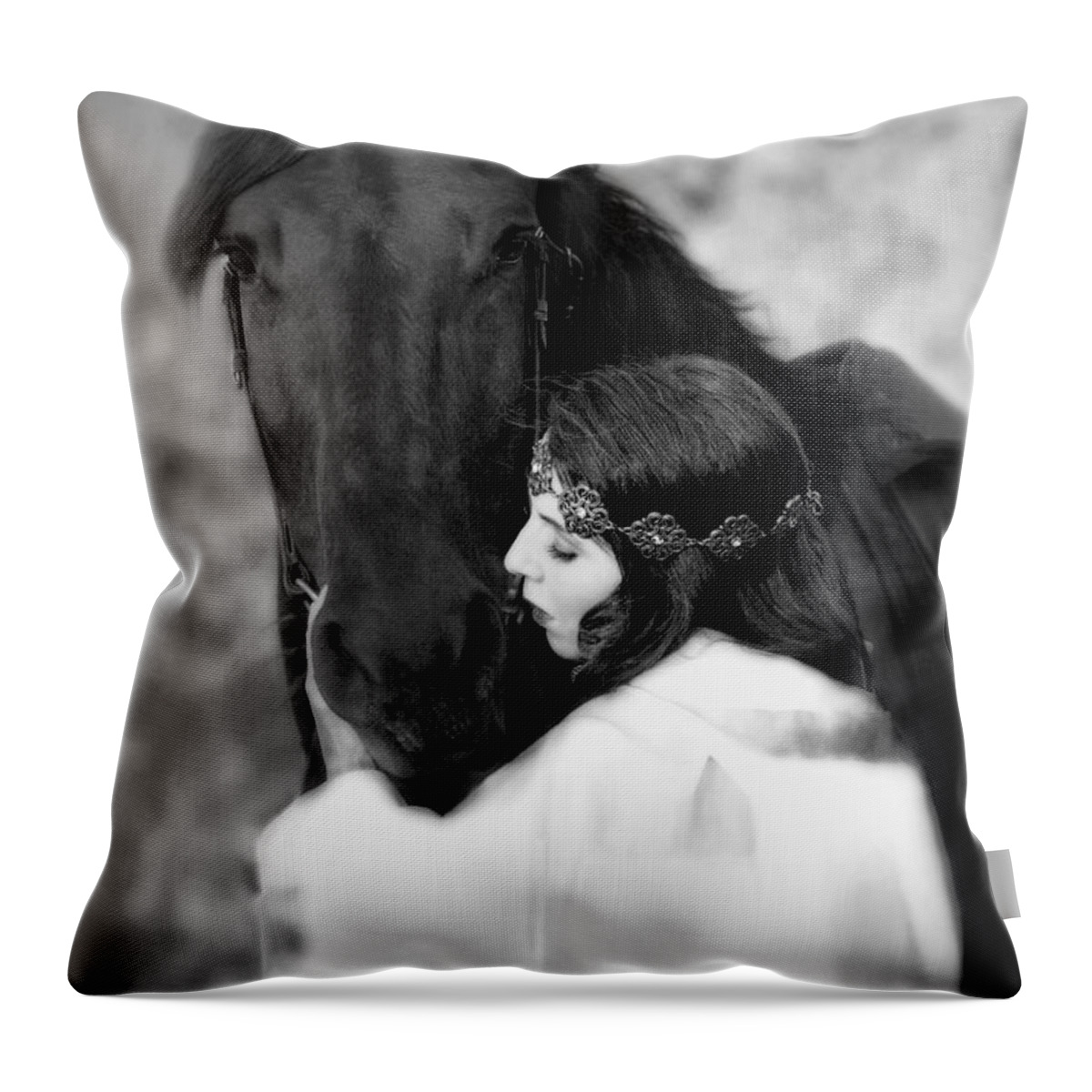 Horse Throw Pillow featuring the photograph Embrace by Jean Hildebrant