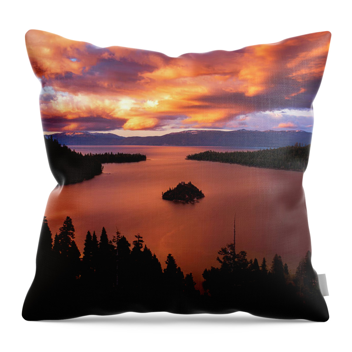 Lake Tahoe Throw Pillow featuring the photograph Emerald Bay Fire by Brad Scott