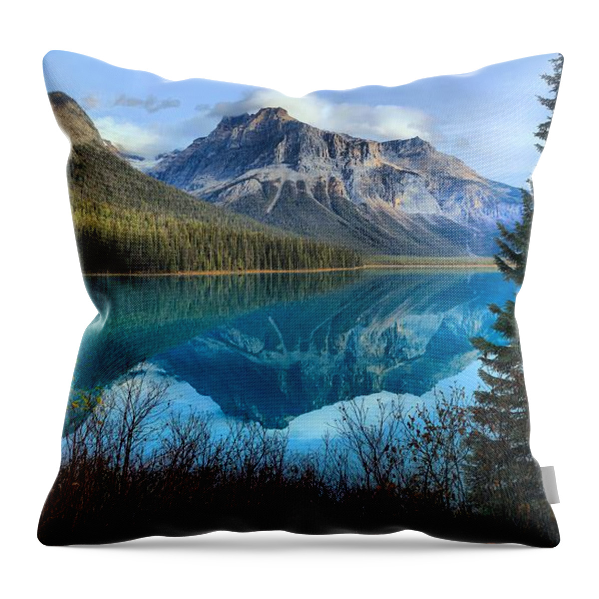 Emerald Lake Throw Pillow featuring the photograph Emerald Lake Framed by Adam Jewell