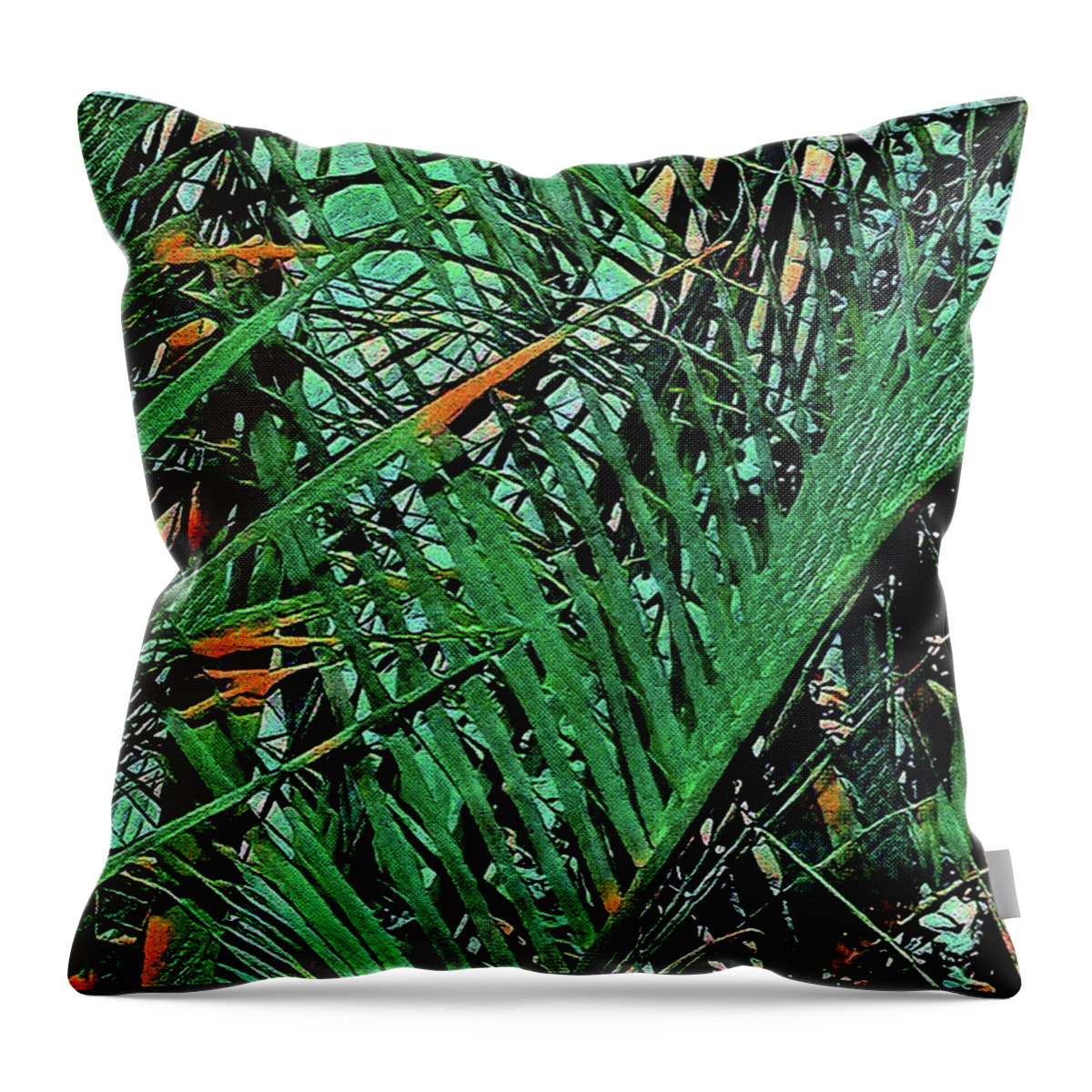 Palm Throw Pillow featuring the digital art Emerald Palms by Mindy Newman