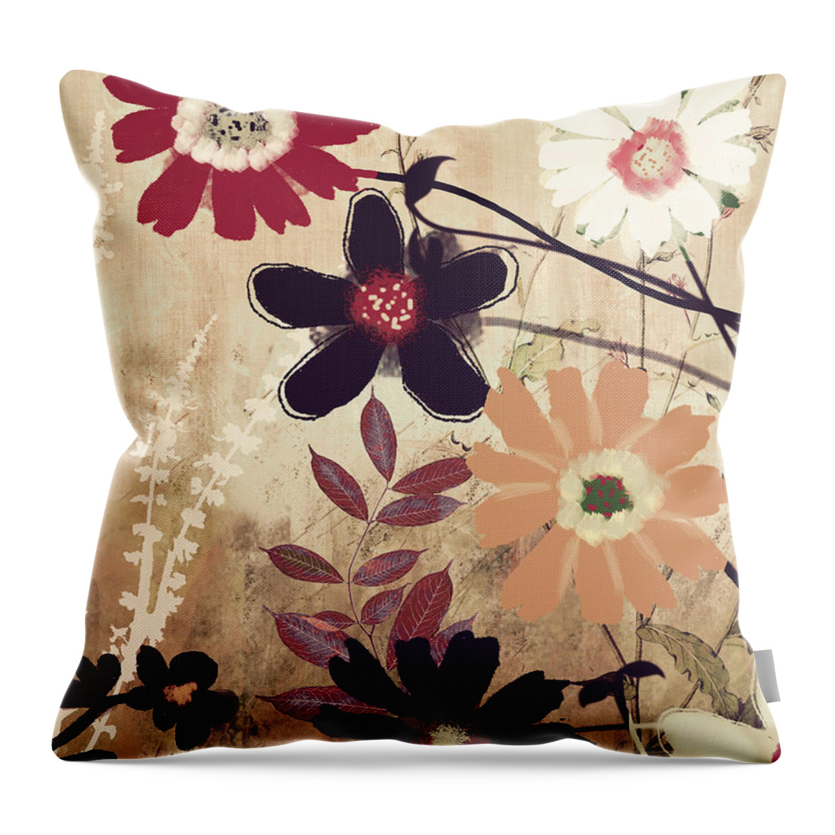 Flowers Throw Pillow featuring the painting Emerge by Mindy Sommers