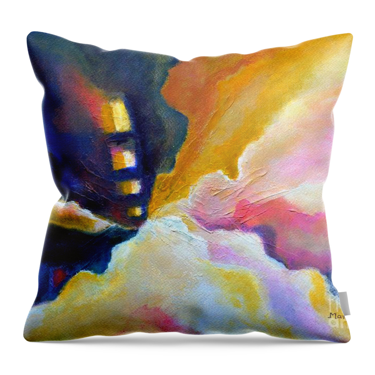 Abstractart Throw Pillow featuring the painting Emergence Abstract colorful Inspirational painting by Manjiri Kanvinde
