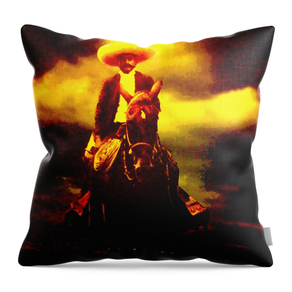 Emiliano Zapata Throw Pillow featuring the photograph Emiliano Zapata y Caballo by Totto Ponce