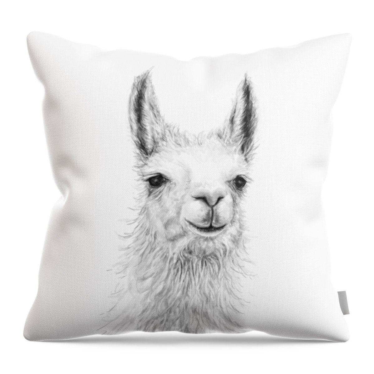 Llama Art Throw Pillow featuring the drawing Emily by Kristin Llamas