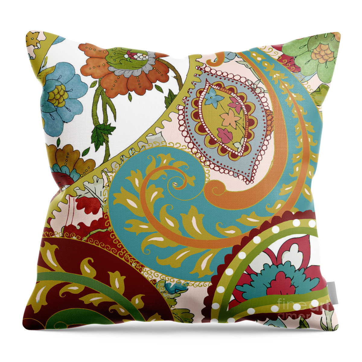 Paisley Garden Throw Pillow featuring the painting Emma's Garden II by Mindy Sommers