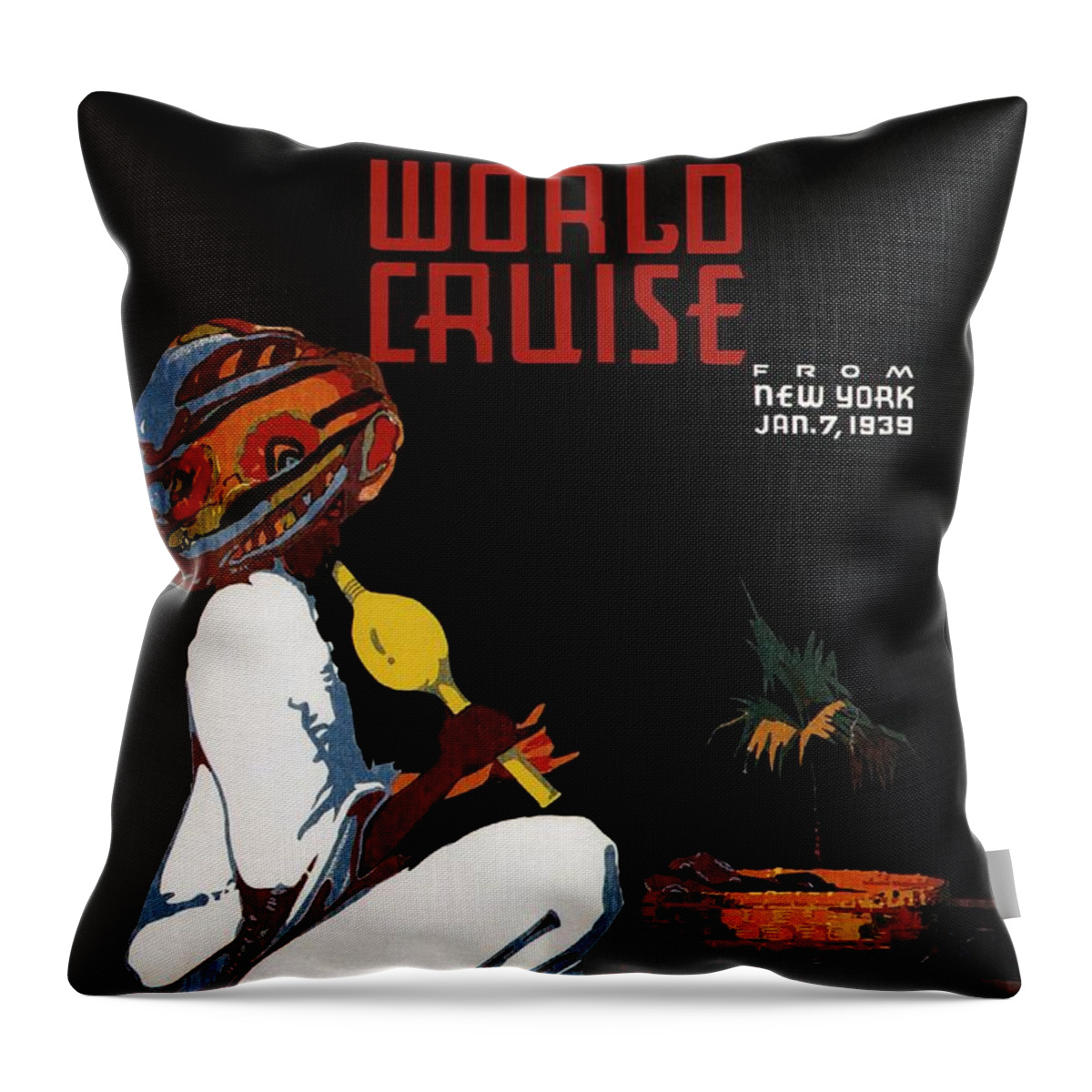 Britain Throw Pillow featuring the mixed media Empress Of Britain - Snake Charmer - Canadian Pacific - Retro travel Poster - Vintage Poster by Studio Grafiikka