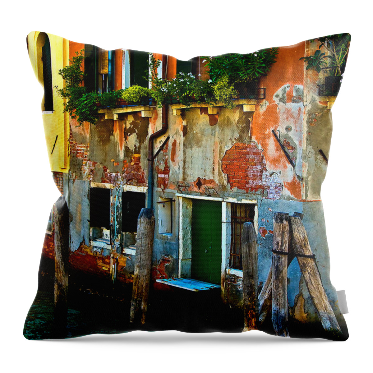 Venice Throw Pillow featuring the photograph Empty Dock by Harry Spitz