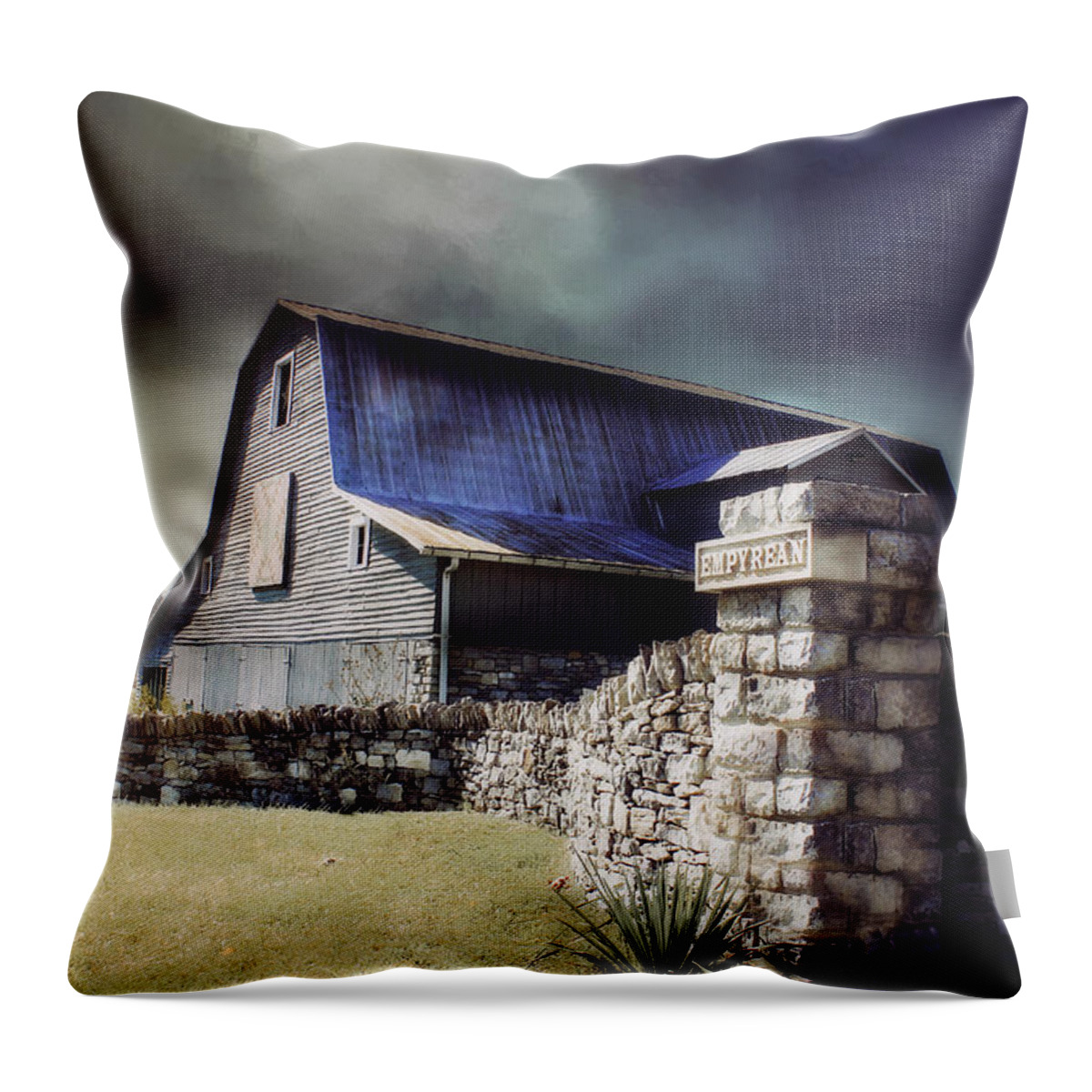 #barn Throw Pillow featuring the photograph Empyrean Estate stone wall by Julie Hamilton