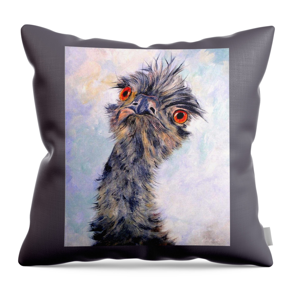 Emu Throw Pillow featuring the painting Emu Twister by Ryn Shell