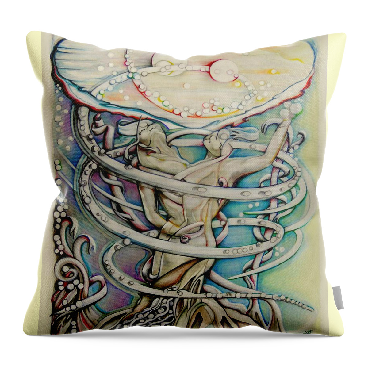 Art Throw Pillow featuring the drawing En L'air Par Terre by Doe-Lyn