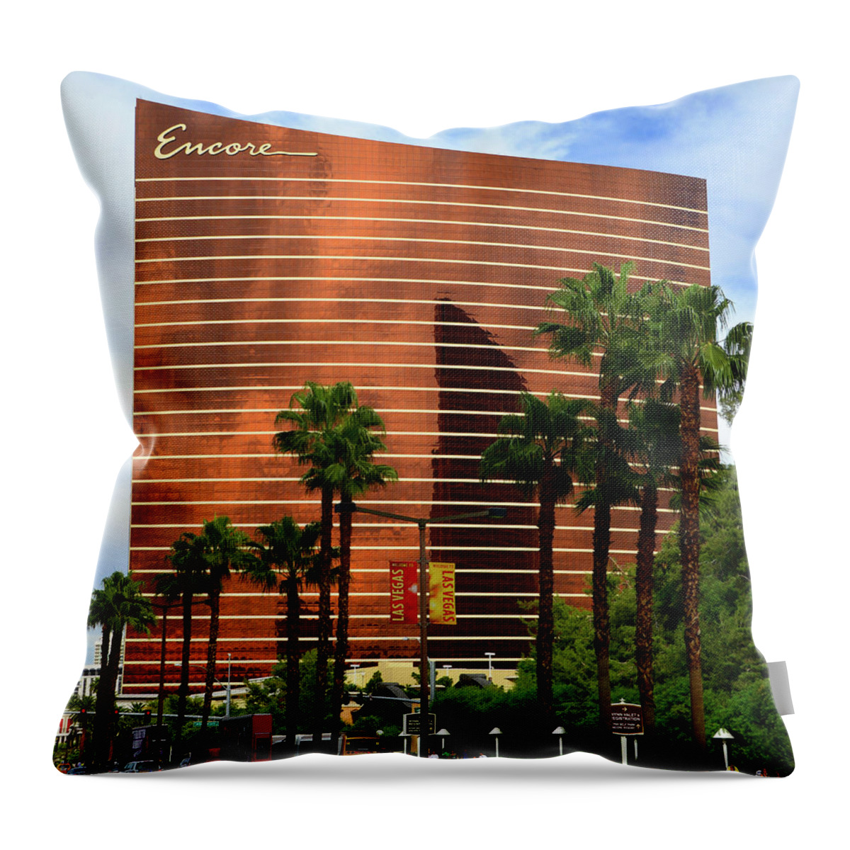 Las Vegas Nevada Throw Pillow featuring the photograph Encore Vegas by David Lee Thompson