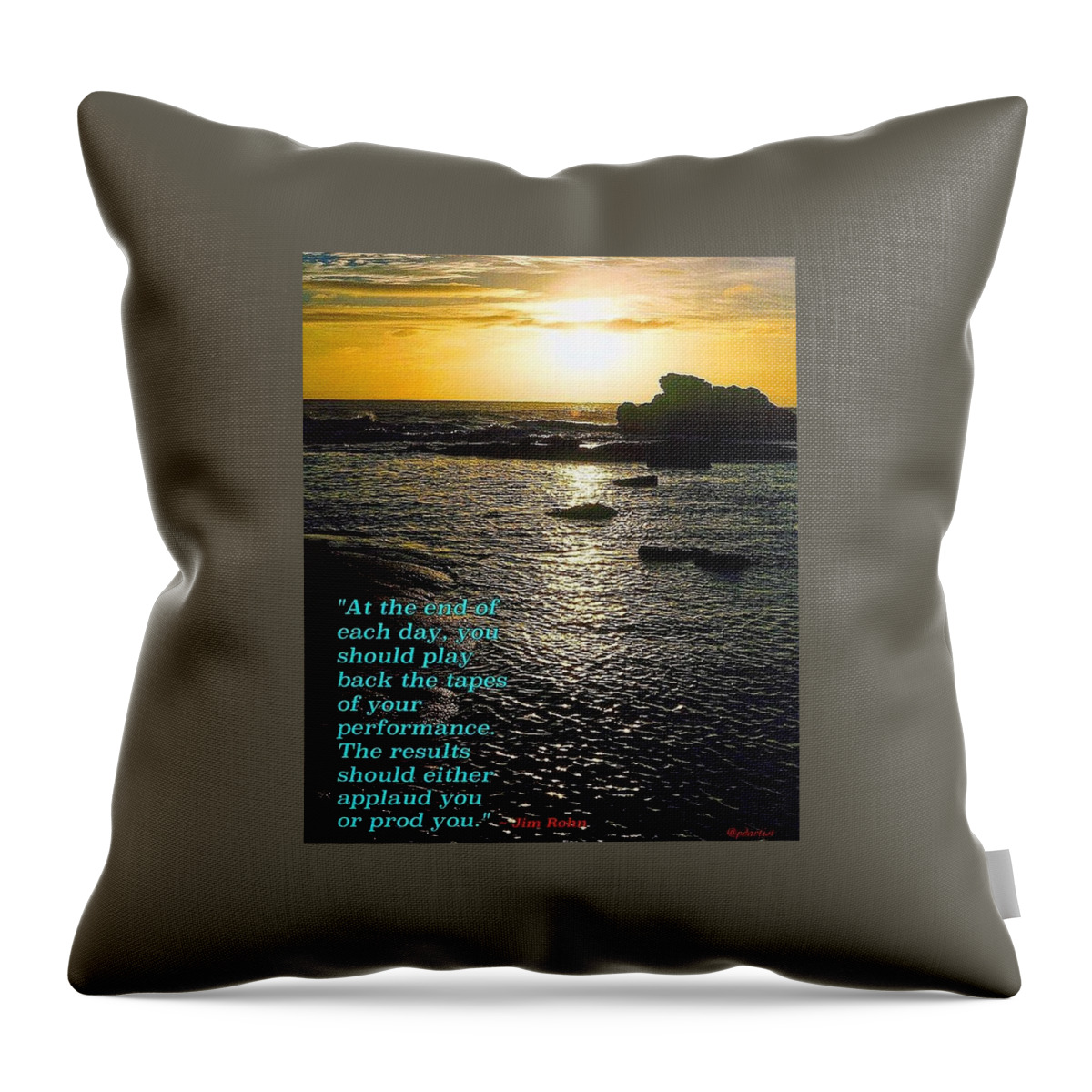 Seascape Throw Pillow featuring the digital art End of the Day by Phillip Allen