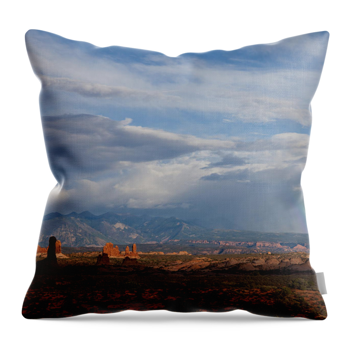Arches National Park Throw Pillow featuring the photograph End Of The Rainbow by Dan Norris