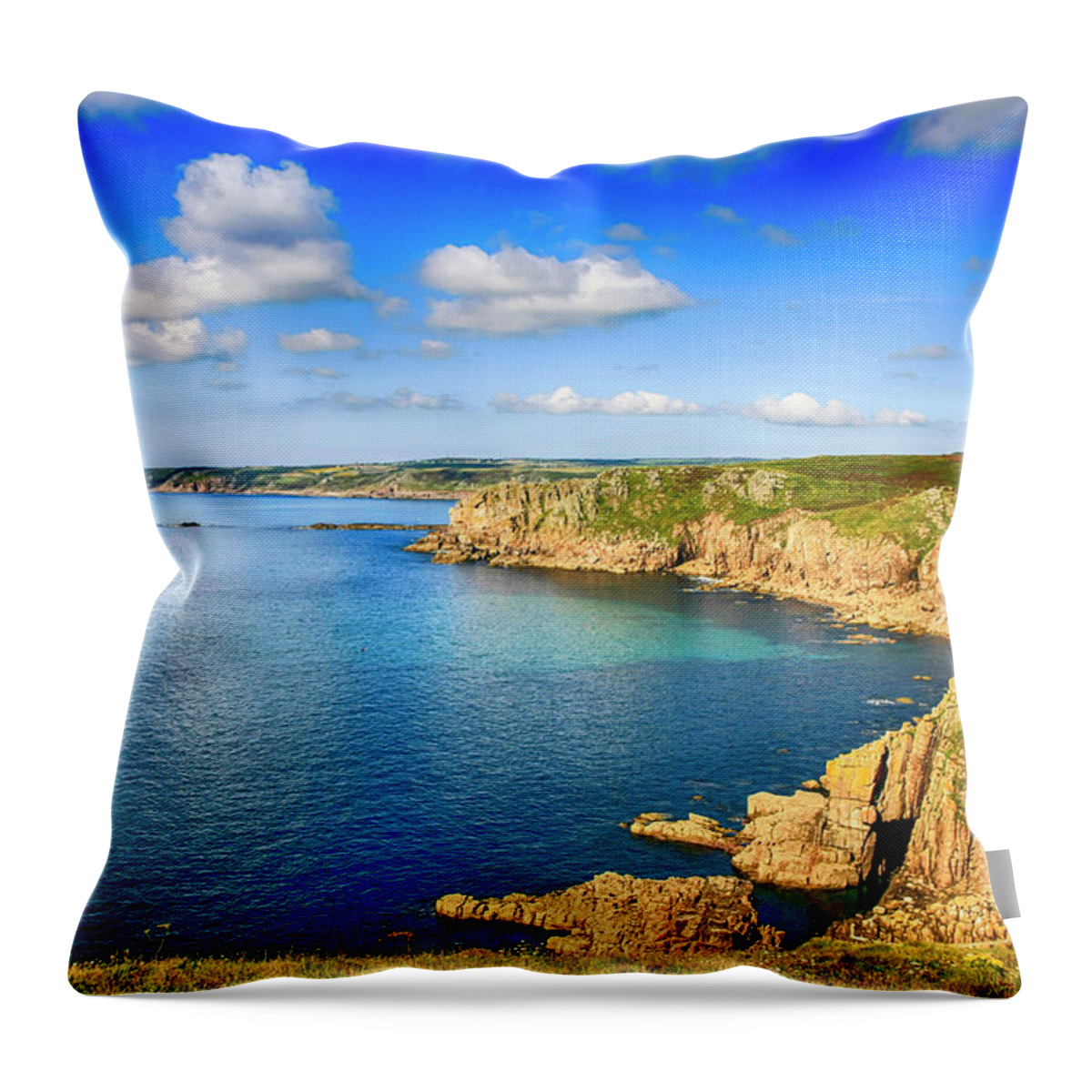 Lands Throw Pillow featuring the photograph End of the World - Cornwall by Chris Smith