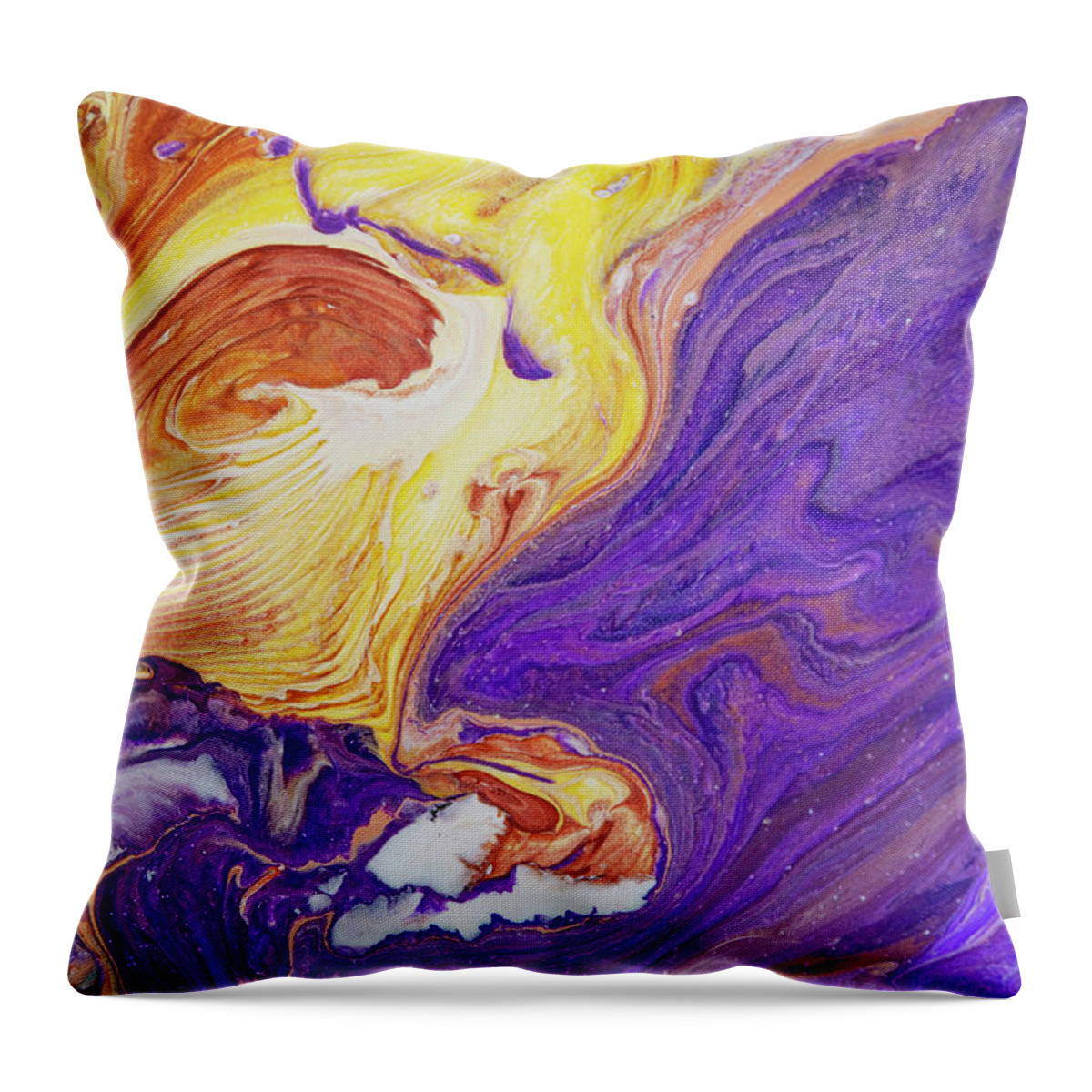Jenny Rainbow Fine Art Photography Throw Pillow featuring the painting Energetic Combination. Abstract Fluid Acrylic Pour by Jenny Rainbow