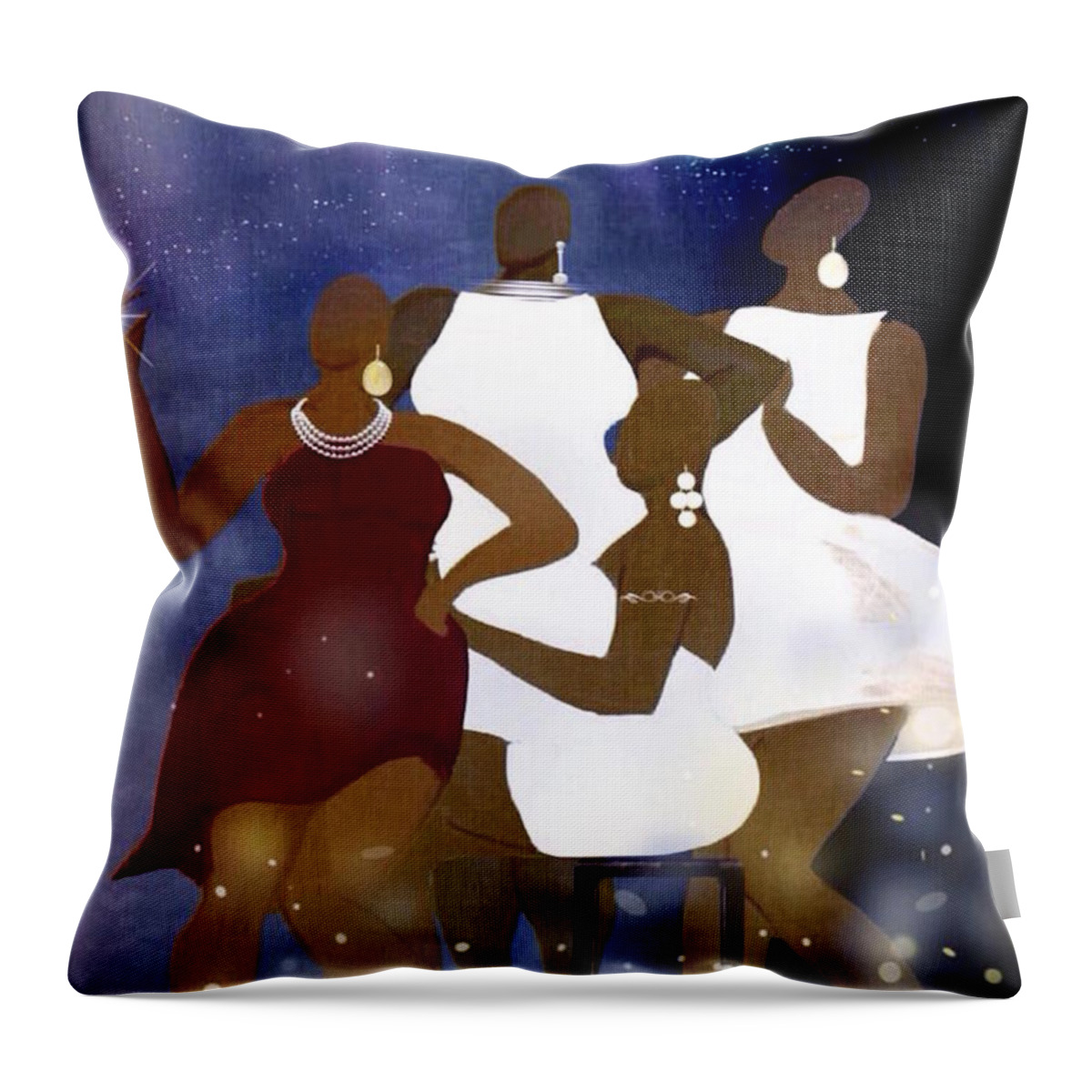Wedding Party Throw Pillow featuring the digital art Engagement Party by Romaine Head