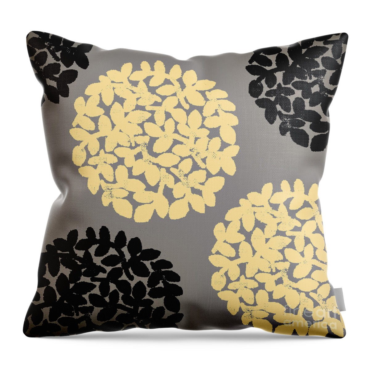 Yellow Throw Pillow featuring the painting English Garden Retro Flower pattern by Mindy Sommers