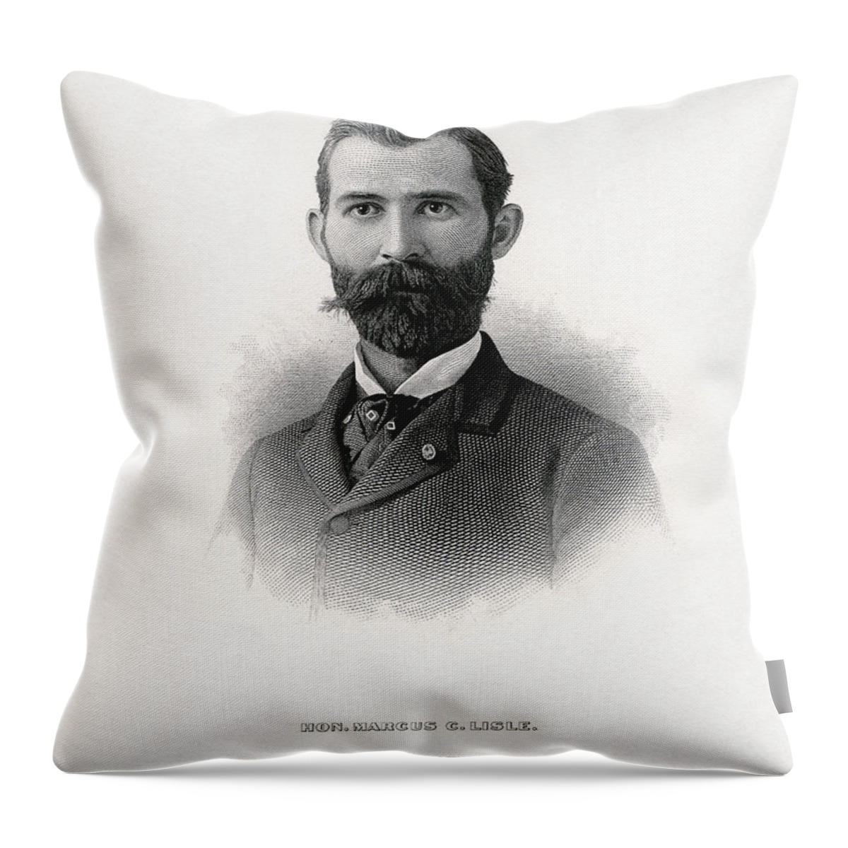 Engraved Portrait Of Rep. Marcus C. Lisle Throw Pillow featuring the painting Engraved portrait of Rep. Marcus C. Lisle by Celestial Images