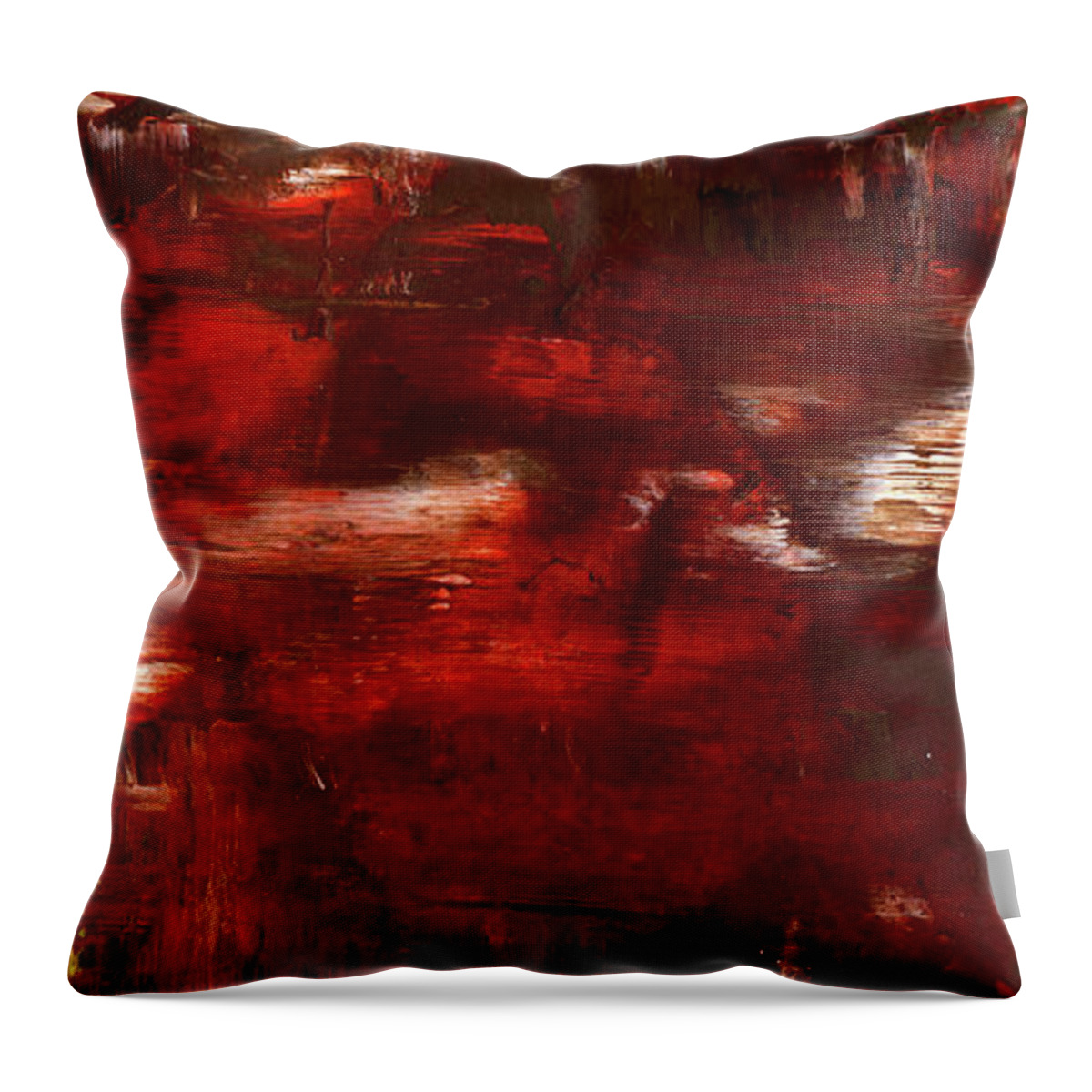 Abstract Throw Pillow featuring the painting Enigma - Large Contemporary Earth Tone Painting by Modern Abstract