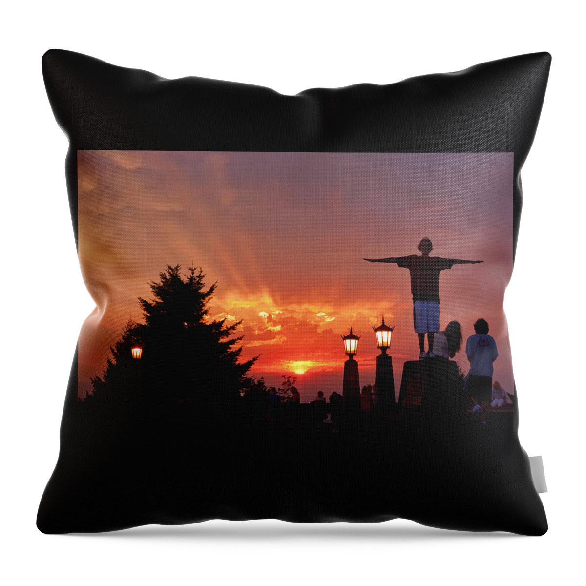 Enjoying A Sunset Throw Pillow featuring the photograph Enjoying A Sunset by Wes and Dotty Weber