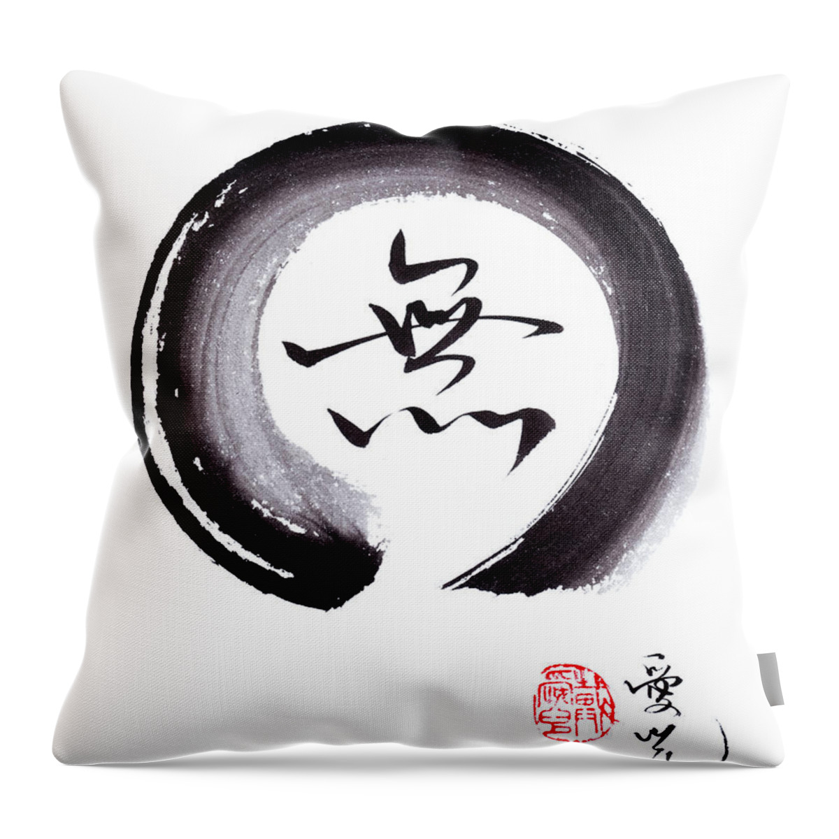 Enso Throw Pillow featuring the painting Nothingness by Oiyee At Oystudio
