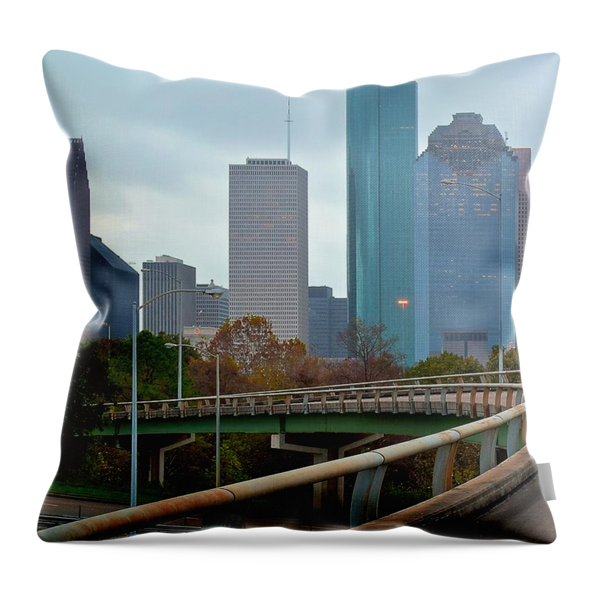 Houston Throw Pillow featuring the photograph Entering Houston by Frozen in Time Fine Art Photography