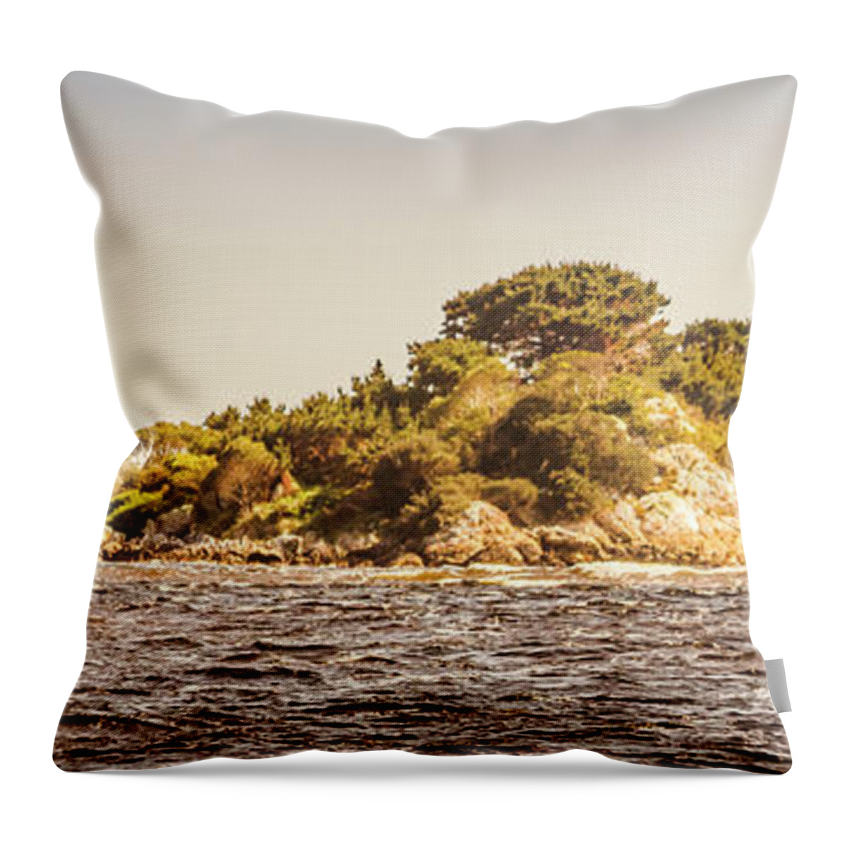 Island Throw Pillow featuring the photograph Entrance Island Lighthouse, Hells Gates by Jorgo Photography