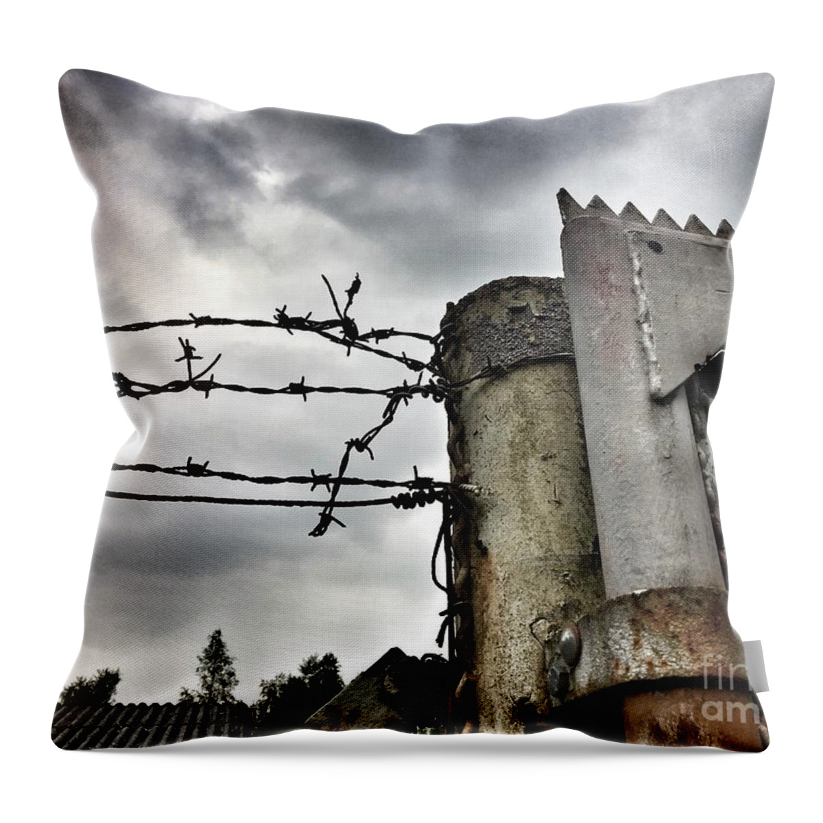 Ammunition Throw Pillow featuring the photograph Entrance to the old ammunition depot of the Belgian army by Eva-Maria Di Bella
