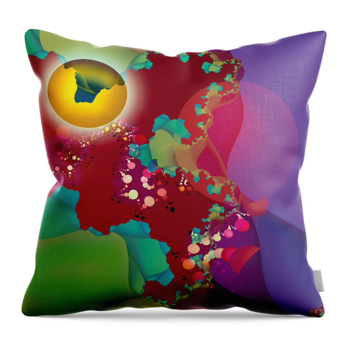 E-scapes Of The Imagination. Florida Primal Series. The Geometry And Generative Impulse Underlying The World Of Nature. Surreal Landscapes. Abstract Landscapes. Throw Pillow featuring the painting Eons by Dolores Kaufman