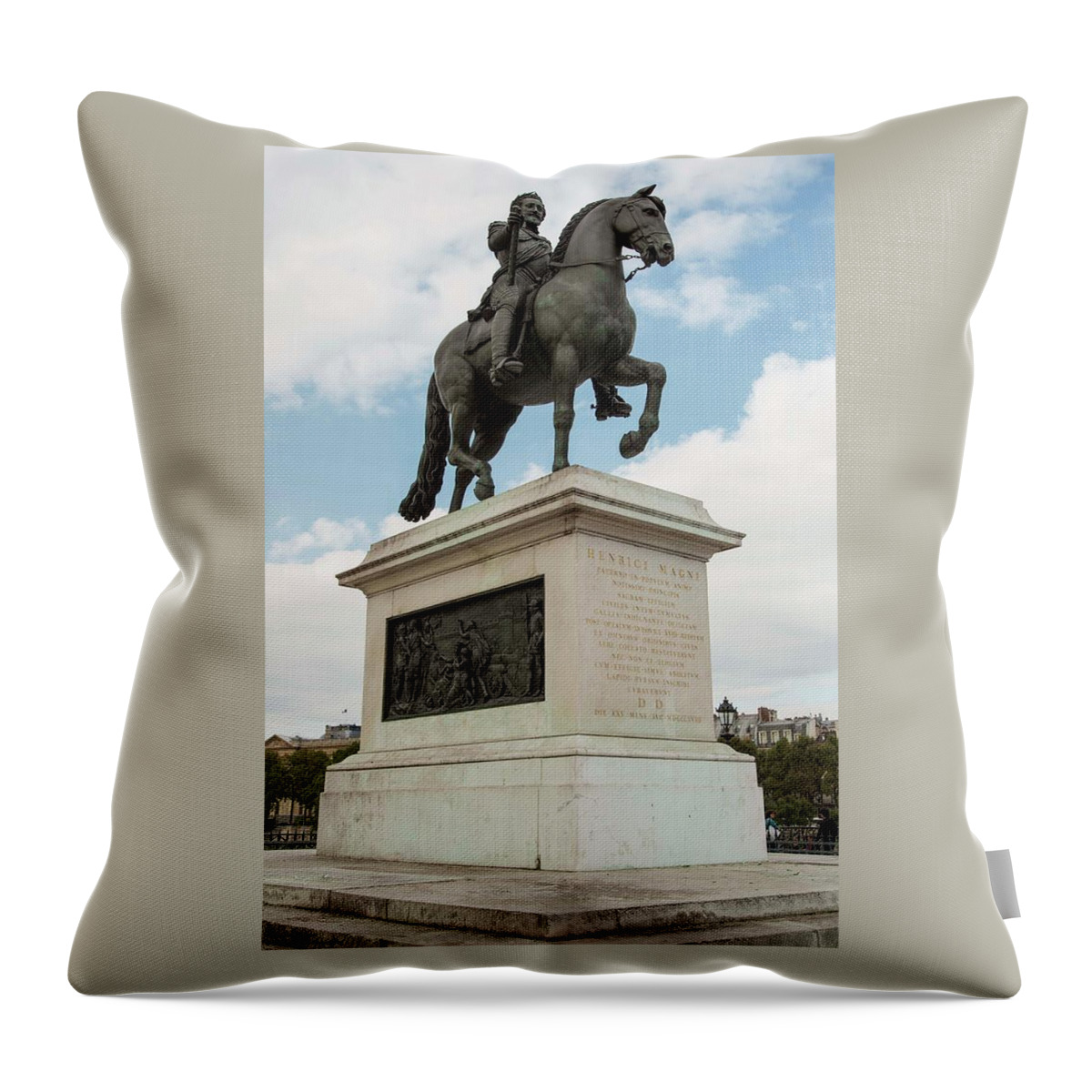 Equestrian Throw Pillow featuring the photograph Equestrian Statue of King Henri IV by Hany J