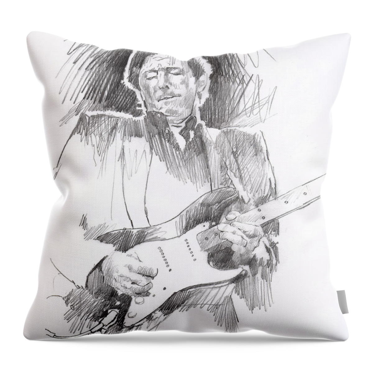 Drawing Throw Pillow featuring the drawing Eric Clapton Blackie by David Lloyd Glover