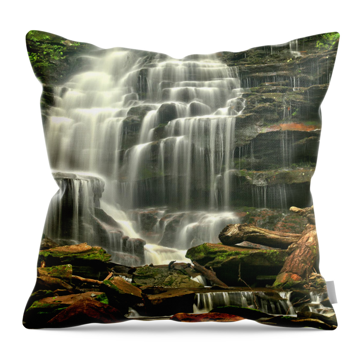 Erie Falls Throw Pillow featuring the photograph Erie Falls Gentle Cascades by Adam Jewell