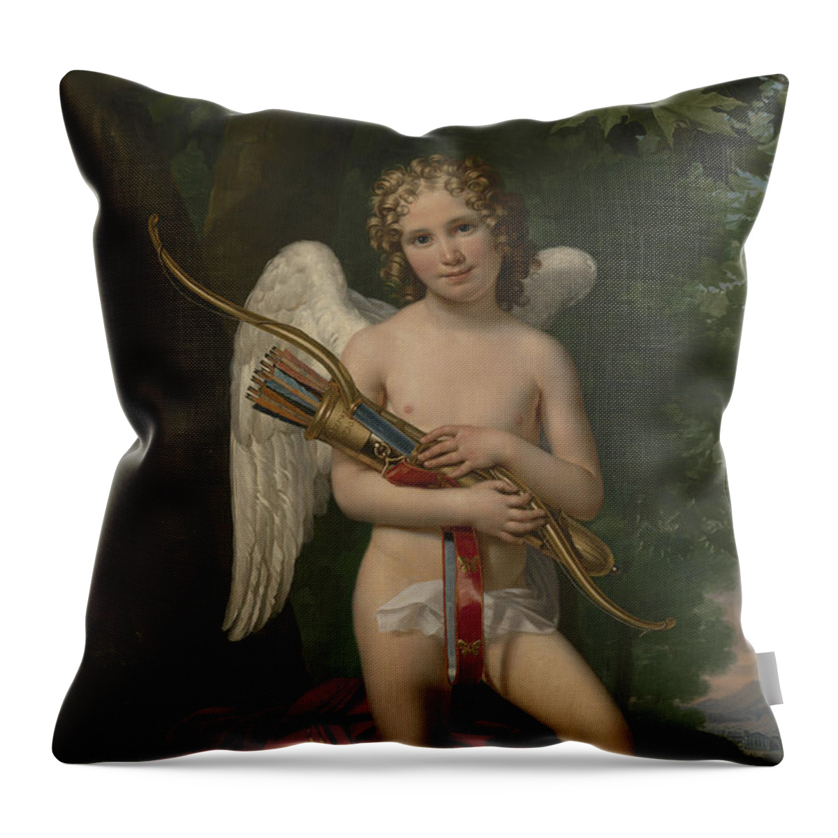Cupid Throw Pillow featuring the painting Eros by Joseph Paelinck 