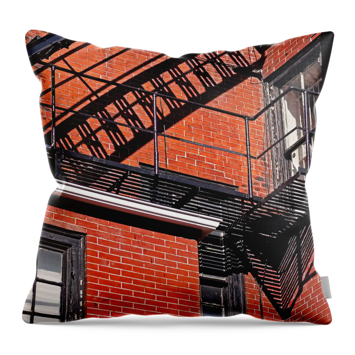 Fire Escape Throw Pillow featuring the photograph Escape Angles by Rona Black