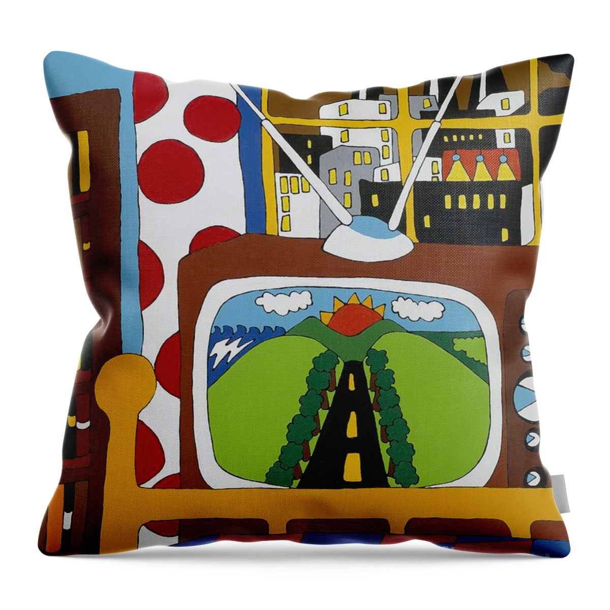 Tv Set Throw Pillow featuring the painting Escape by Rojax Art