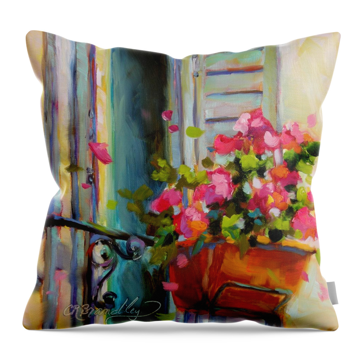 Flowers Throw Pillow featuring the painting Escape to France by Chris Brandley