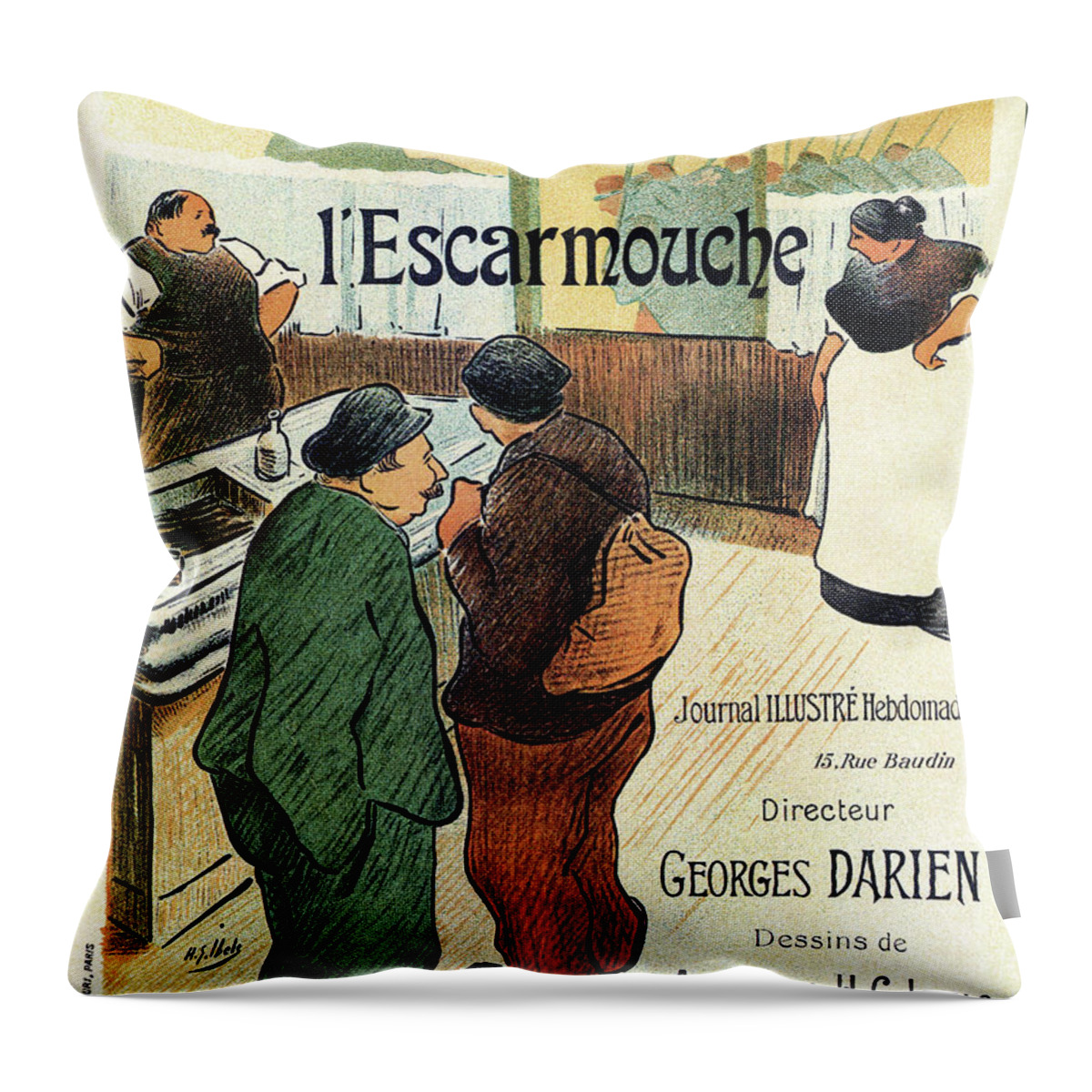 Post Throw Pillow featuring the drawing Escarmouche 1893 by Heidi De Leeuw