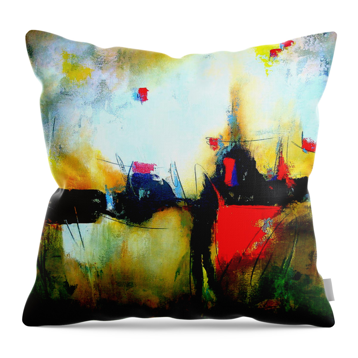 Abstract Throw Pillow featuring the painting Espejismos by Thelma Zambrano