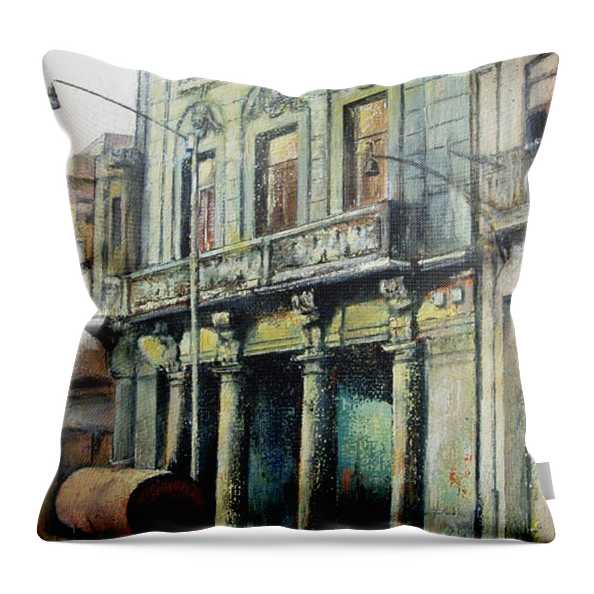 Havana Throw Pillow featuring the painting Esplendor en la habana by Tomas Castano