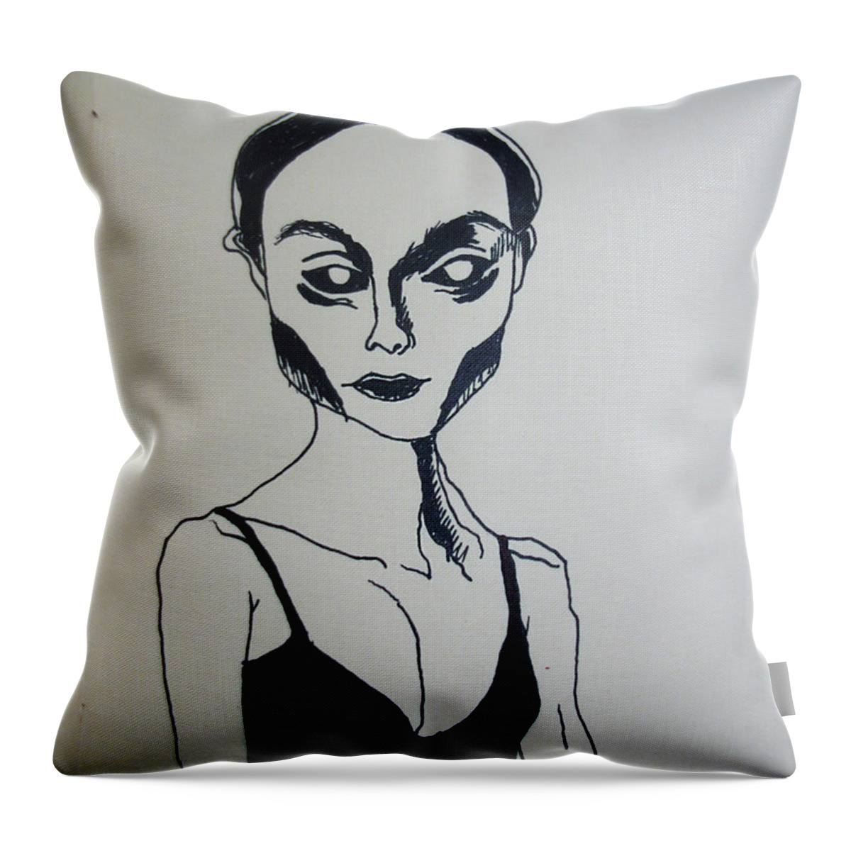  Black Throw Pillow featuring the drawing Essence Of Black Dimension by Gella Goring