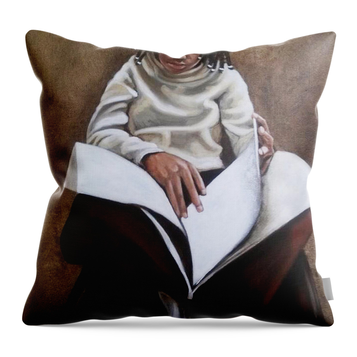 Girl Throw Pillow featuring the painting Essential for potential II by Jerome White