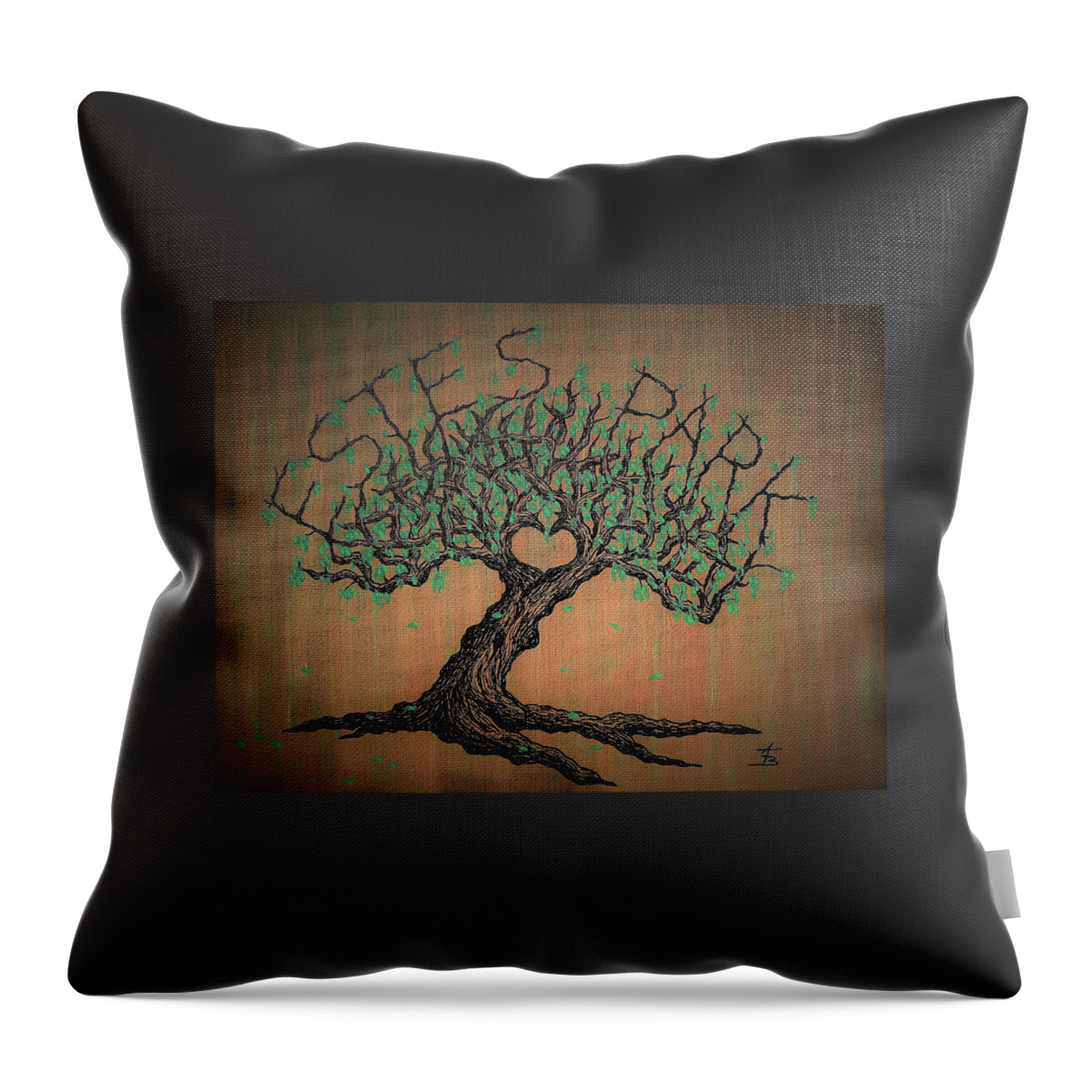 National Parks Throw Pillow featuring the drawing Estes Park Love Tree by Aaron Bombalicki