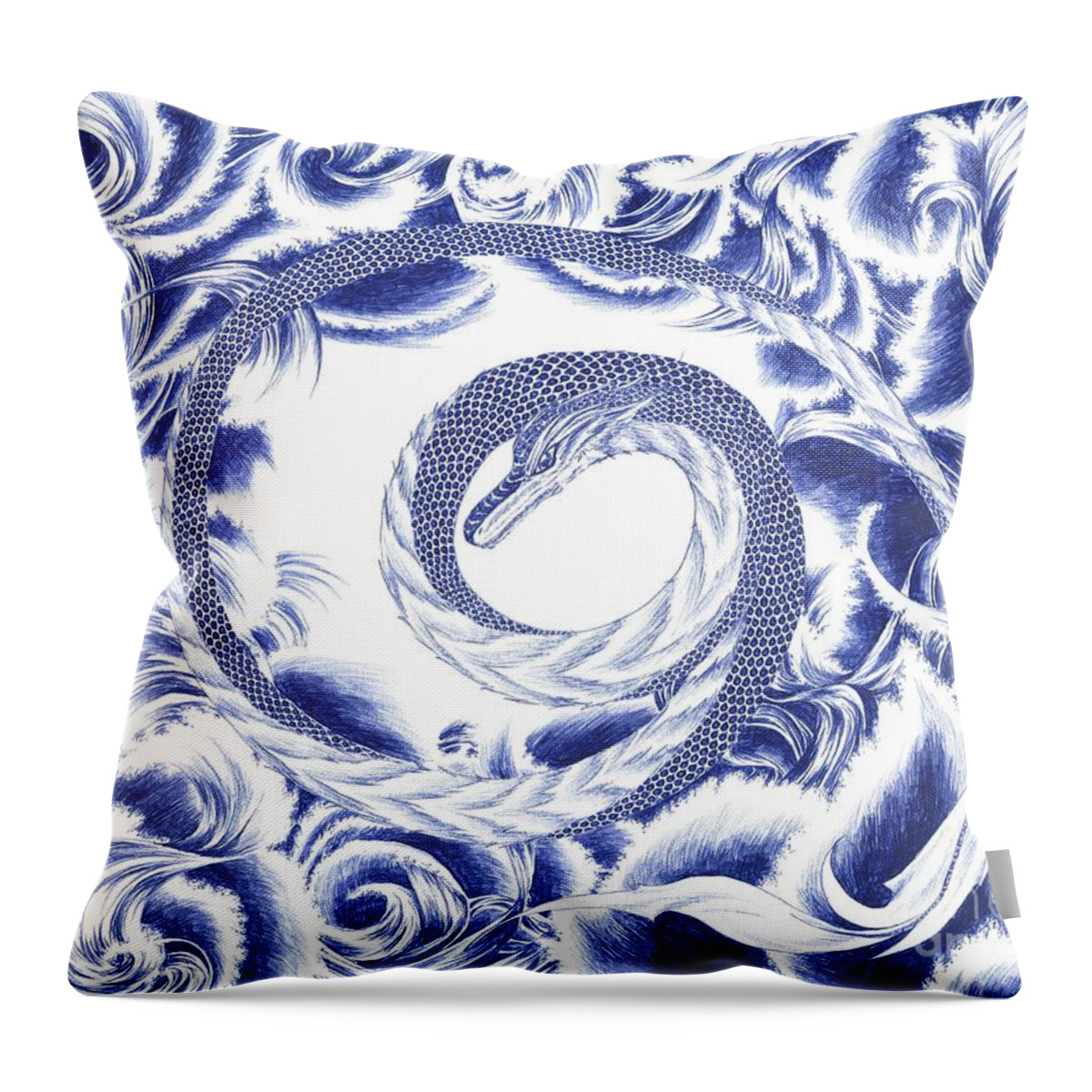 Dragon Throw Pillow featuring the drawing Eternal by Alice Chen