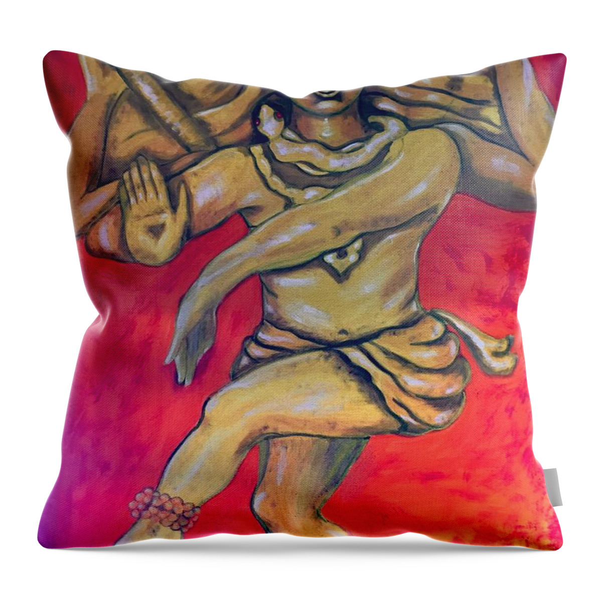 Shiva Throw Pillow featuring the painting Eternal dancer by Brindha Naveen